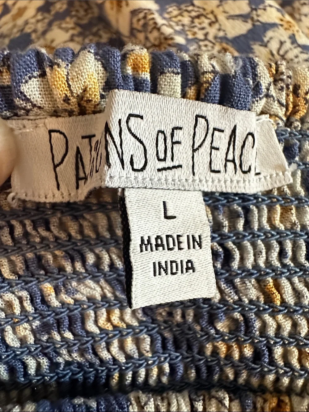 Patrons of Peace Blue and Cream Floral Smocked Maxi Skirt